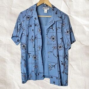 Briggs Light Blue Floral Button Front Blouse